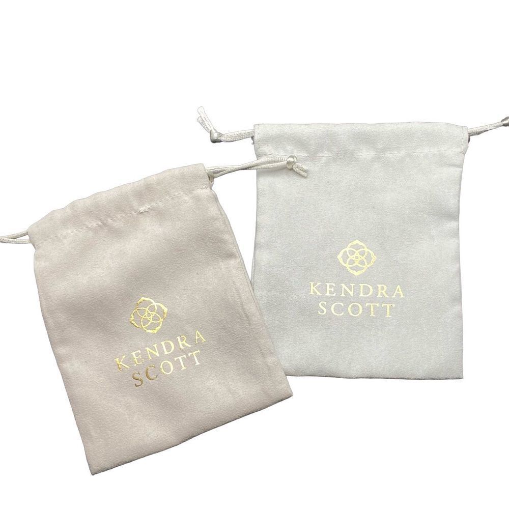 Lot of (2) Kendra Scott Jewelry grey Drawstring Bag Cloth Dust Polisher